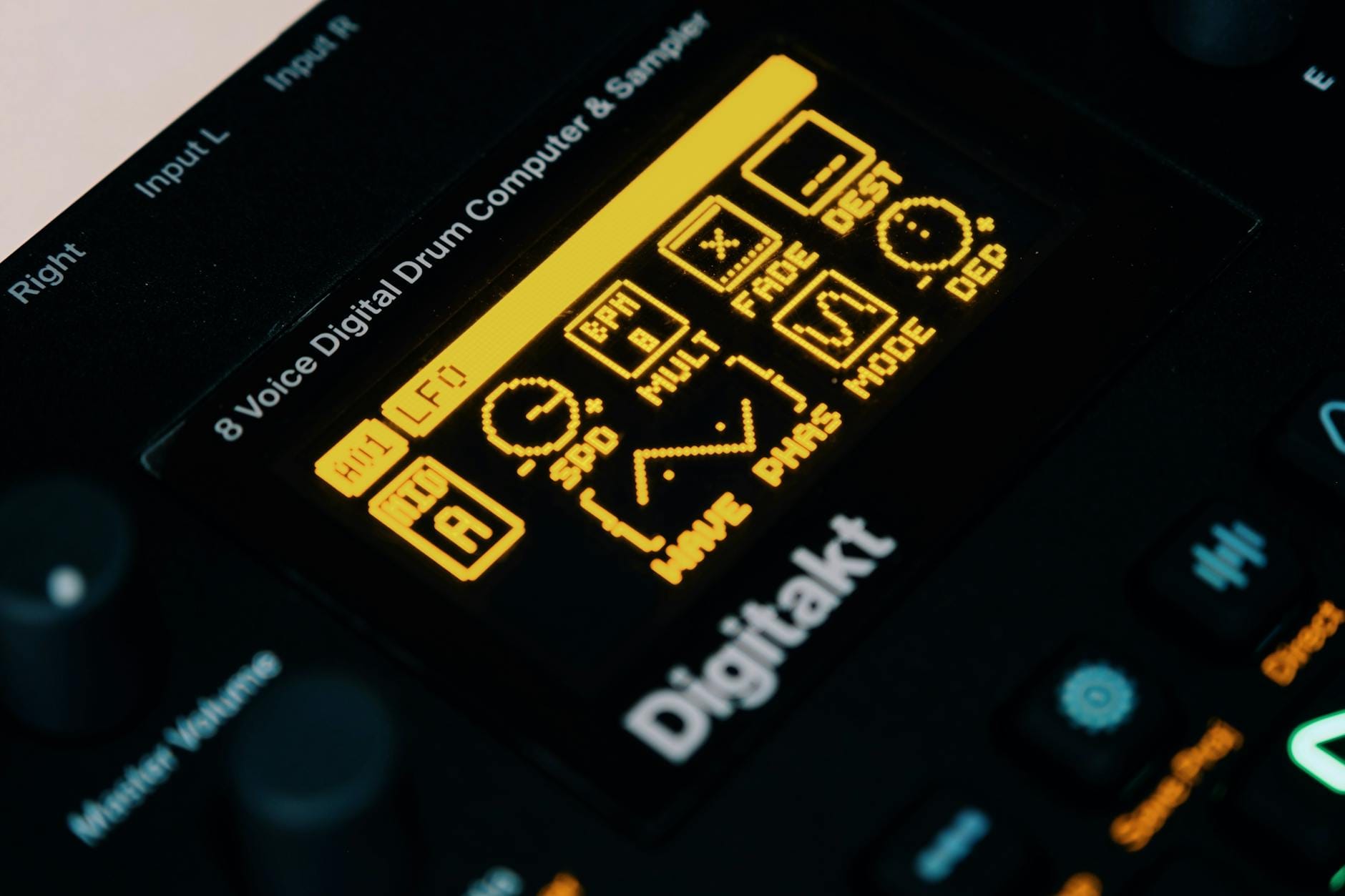 Detailed view of a digital drum computer and sampler screen interface. — elevenlabs music app ai music generation 2026