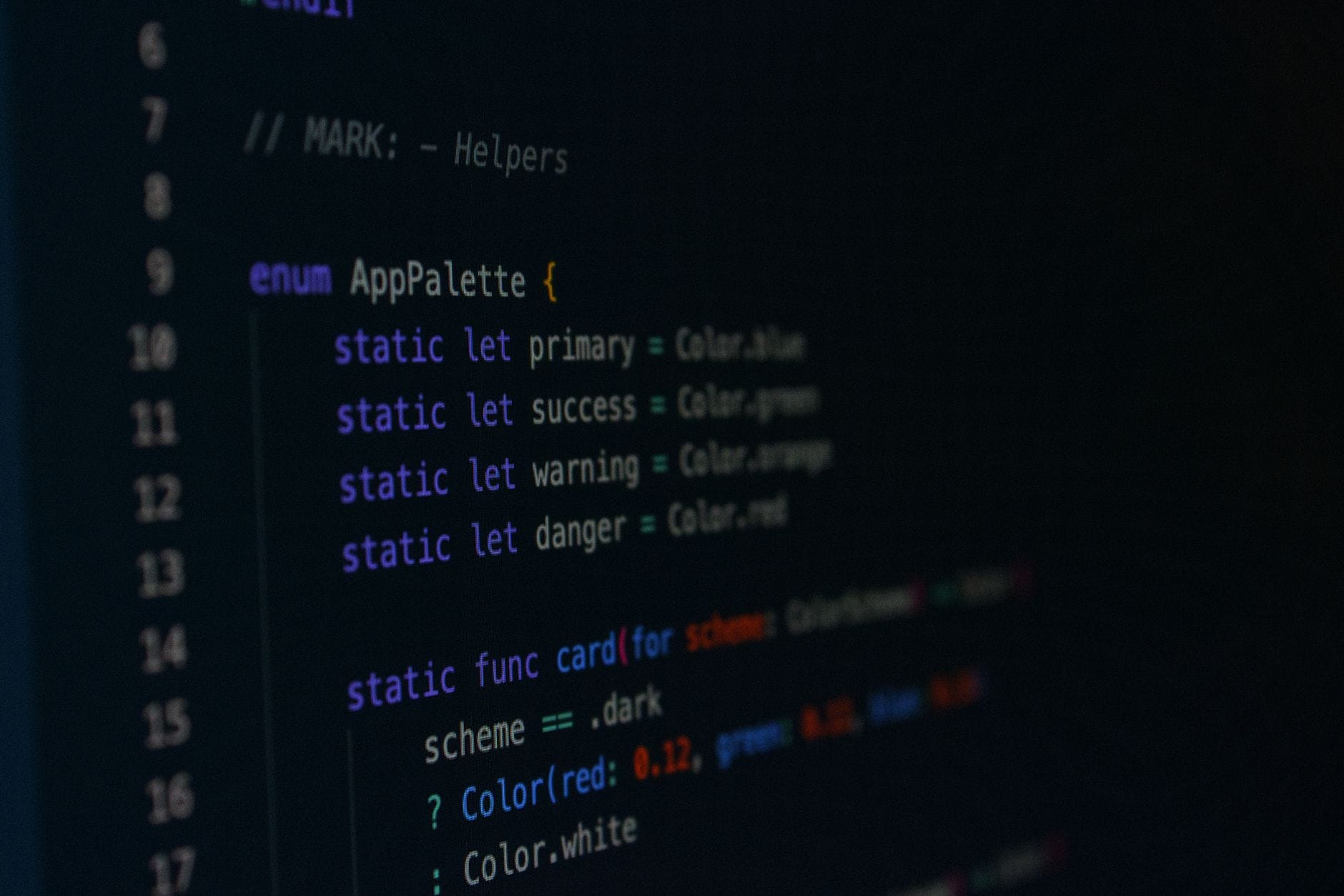Macro photography of color palette code in a programming environment. — sqlite mcp server mcp server setup guide